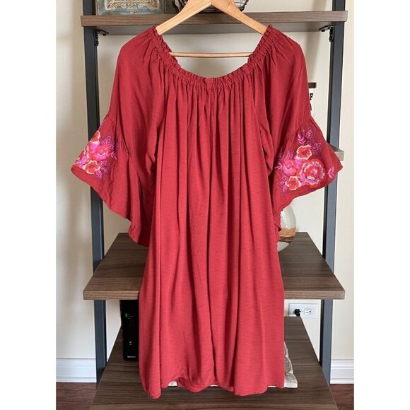 Embroidered Floral Dress Size 1X Festival Summer Vacation Boho Prarie Muumuu - Picture 1 of 16